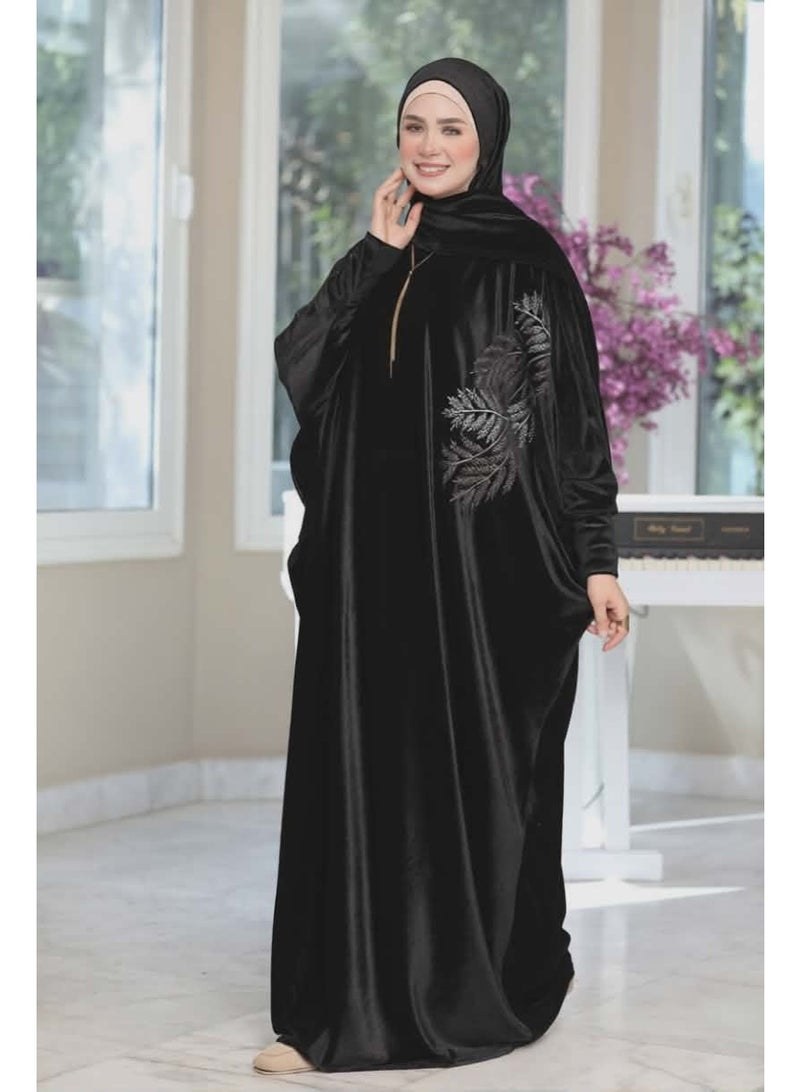 Women's prayer robe – distinctive and elegant embroidery – black - Image 3